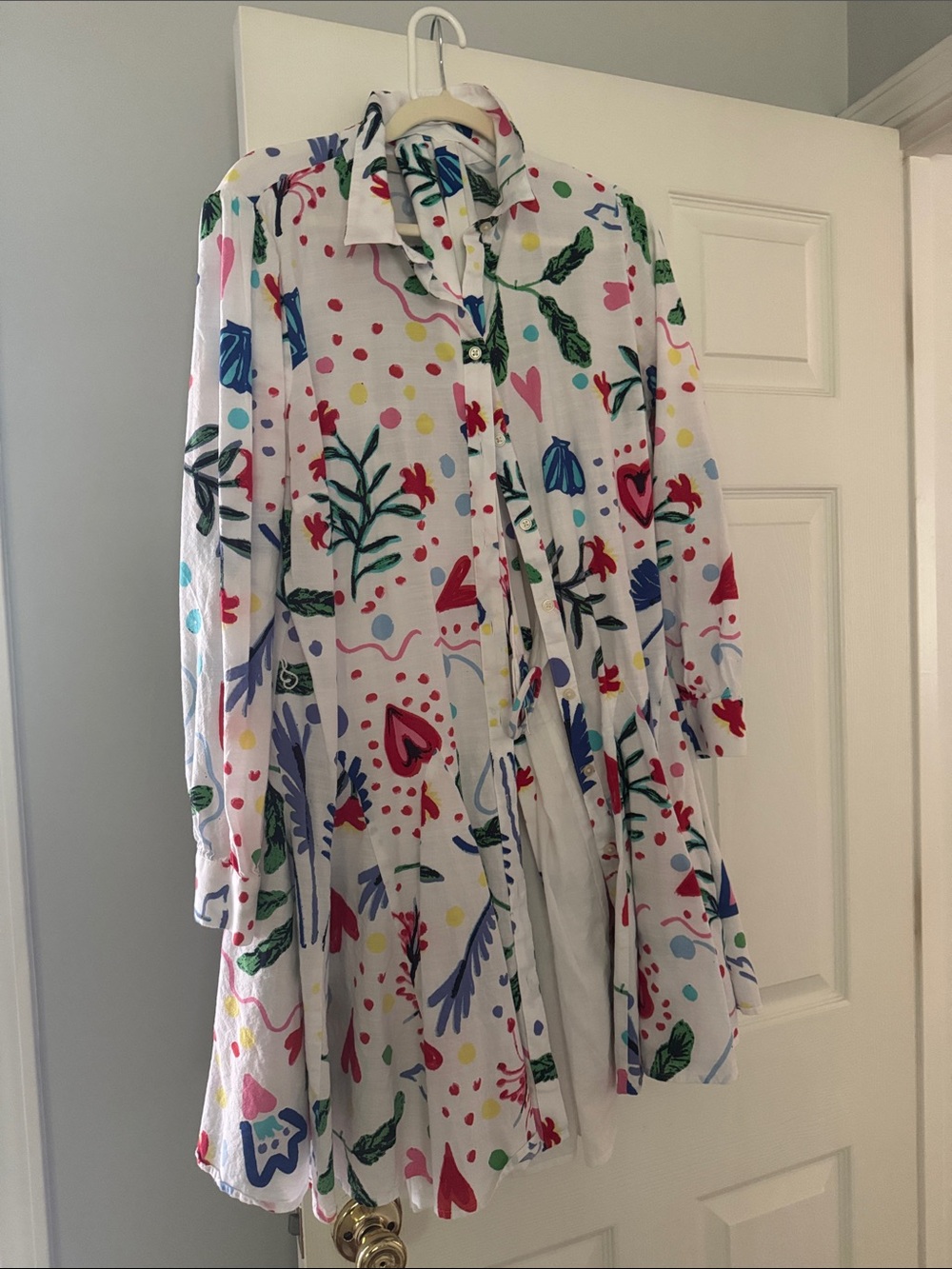 LOFT White Multicolor Floral Print Button-Down Dress
